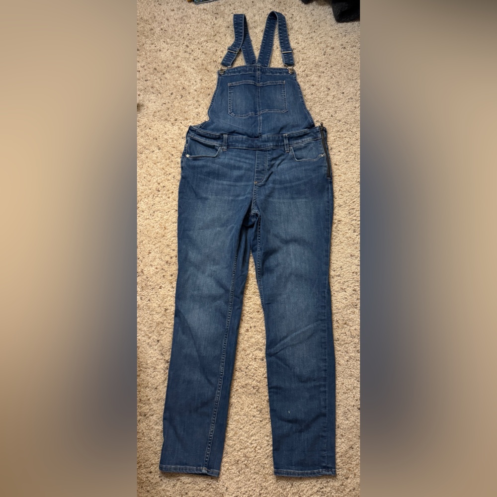 H&M overalls. Stretchy.  Skinny/straight leg.